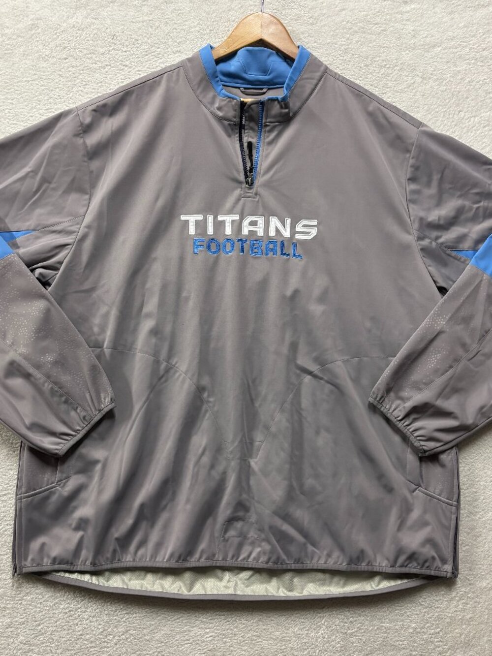 VTG NFL Reebok Tennessee Titans Pullover Jacket 2XL Gray 1/4 Zip Windbreaker